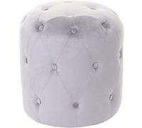 Tabouret HWC-D22, ottoman avec rivets, 42x39cm velours, gris clair