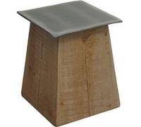 Tabouret HWC-L76, pouf en bois, bois massif industriel certifié MVG, naturel avec aspect métal