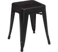 Atmosphera - Tabouret Industriel NIKO Noir - H 46 cm - Acier, Empilable - pour Salon, Cuisine, Bureau, Assise d'Appoint