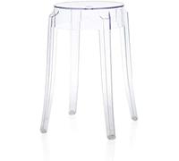 Tabouret moderne empilable en acrylique transparent entièrement assemblé 39 x 43 x 45 cm