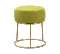 Tabouret Moderne Glam Base Métal Dorée Rond en Velours Vert Clair Delco