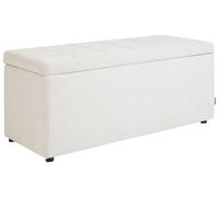 Tabouret Moderne Ottoman Rectangulaire Rembourré en Tissu Polyester Blanc Cassé