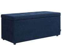 Tabouret Moderne Ottoman Rectangulaire Rembourré en Tissu Polyester Bleu Marine