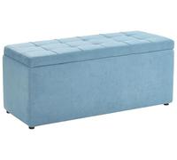 Tabouret Moderne Ottoman Rectangulaire Rembourré en Tissu Polyester Bleu Orem
