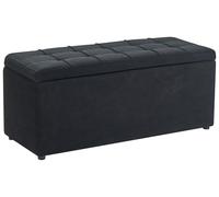 Tabouret Moderne Ottoman Rectangulaire Rembourré en Tissu Polyester Noir Orem