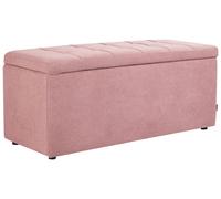Tabouret Moderne Ottoman Rectangulaire Rembourré en Tissu Polyester Rose Orem