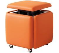 Tabouret multifonction 5 en 1 en cuir avec roulettes pivotantes pour chambre à coucher, salon, salle à manger, solution de rangement peu encombrante