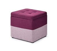Tabouret multifonction en bois massif violet avec boîte de rangement en forme de cube de lin, repose-pieds élégant pour salon et couloir, banc en bois polyvalent, accessoire de canapé parfait