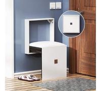 Tabouret mural pliable invisible pour économiser de l'espace Banc à langer pour entrée Multifonctionnel Usage domestique Design élégant Blanc Compact et