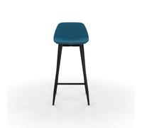 Tabouret MUST - Piètement acier noir - Assise tissu 100% polyester Bleu