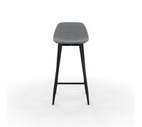 Tabouret MUST - Piètement acier noir - Assise tissu 100% polyester Gris