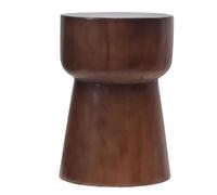 Tabouret nordique en bois massif - Table d'appoint ronde rustique, repose-pieds multifonctionnel, décor en rondins naturels, env. 45 cm de hauteur, style américain (marron2)