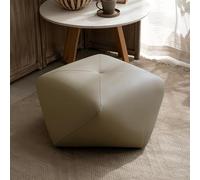 Tabouret Octogonal en Bois Massif,Repose-Pieds,Minimaliste Et Confortable,Mousse Haute Résilience,Patins Antidérapants,pour Une Utilisation dans Le Salon À La Maison(Leather-Khaki,L)