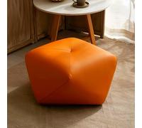 Tabouret Octogonal en Bois Massif,Repose-Pieds,Minimaliste Et Confortable,Mousse Haute Résilience,Patins Antidérapants,pour Une Utilisation dans Le Salon À La Maison(Leather-Orange,S)