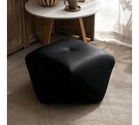 Tabouret Octogonal en Bois Massif,Repose-Pieds,Minimaliste Et Confortable,Mousse Haute Résilience,Patins Antidérapants,pour Une Utilisation dans Le Salon À La Maison(Leather-Black,S)