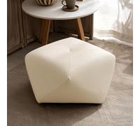 Tabouret Octogonal en Bois Massif,Repose-Pieds,Minimaliste Et Confortable,Mousse Haute Résilience,Patins Antidérapants,pour Une Utilisation dans Le Salon À La Maison(Leather-Beige,L)