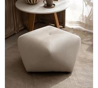 Tabouret Octogonal en Bois Massif,Repose-Pieds,Minimaliste Et Confortable,Mousse Haute Résilience,Patins Antidérapants,pour Une Utilisation dans Le Salon À La Maison(Velvet-White,S)