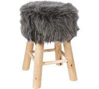 Tabouret "Oslo" imitation fourrure grise - Atmosphera créateur d'intérieur