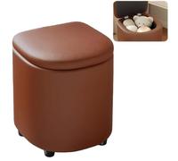 Tabouret ottoman 2 en 1 avec roulettes - Repose-pieds rond en cuir synthétique pour salon et chambre à coucher, design peu encombrant, repose-pieds élégant style C