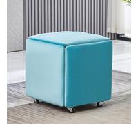 Tabouret ottoman 5 en 1 empilable en cuir synthétique avec roulettes pivotantes, repose-pieds mobile pour salon, salle à manger, velours 3,35,6 x 35,6 x 38,1 cm