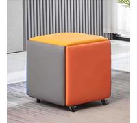 Tabouret Ottoman 5 en 1 en Forme de Cube Gigogne, Tabourets Cubes, Pouf Carré en Cuir, Tabourets Empilables, Repose-pieds avec Roulettes Pivotantes pour Salon, Salle à Manger(Five colors,Small)