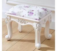 Tabouret ottoman carré de style européen avec coussin doux - Petit tabouret bas pour salon, chambre à coucher et couloir - Siège de canapé polyvalent violet