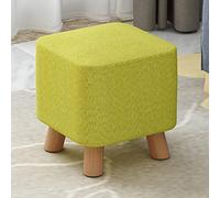 Tabouret ottoman carré en bois - Rembourré, housse amovible en lin, 4 pieds, siège à langer polyvalent, compact 28 x 28 x 25 cm, décoration d'intérieur élégante pour salon et chambre à coucher.