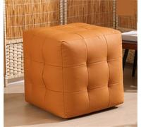 Tabouret ottoman carré rembourré en simili cuir pour la maison et le bureau Design moderne Utilisation extérieure Orange 45 x 45 x 45 cm