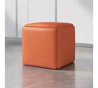 Tabouret ottoman cube 5 en 1 avec roulettes pivotantes, siège en cuir pour salon, chambre à coucher, orange, taille S