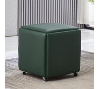 Tabouret ottoman cubique empilable et mobile avec roulettes carré en cuir synthétique pour salon et chambre à coucher, repose-pieds polyvalent et décoration élégante