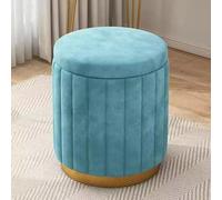 Tabouret ottoman de luxe en velours capitonné rond pour petite chambre à coucher et salon, repose-pieds et sièges supplémentaires, décoration d'intérieur élégante