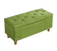 Tabouret ottoman de rangement en lin multi-usages pour entrée, chambre à coucher, salon, bureau, vert élégant, 80 x 40 cm, solution de mobilier polyvalent