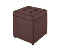Tabouret ottoman de rangement pour canapé, multifonctionnel, carré, cadre en bois, repose-pieds à mémoire de forme, mode simple, chambre à coucher, décoration ottomane, tabouret à chaussures (marron)
