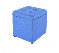 Tabouret ottoman de rangement pour canapé, multifonctionnel, carré, cadre en bois, repose-pieds à mémoire de forme, mode simple, chambre à coucher, décoration ottomane, tabouret à chaussures (bleu)