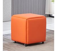 Tabouret ottoman empilable 5 en 1 avec roulettes pivotantes en cuir synthétique pour salon, chambre à coucher, fauteuil de coiffeuse (35,6 x 35,6 x 38,1 cm)