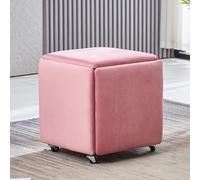 Tabouret ottoman empilable 5 en 1 avec roulettes pivotantes et design mobile, cube polyvalent en cuir synthétique pour salon ou chambre à coucher, rembourrage en velours, 45,7 x 45,7 x 48,3 cm.