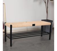 Tabouret ottoman en corde de coton tissé à la main, design moderne de ferme pour entrée et chambre à coucher