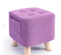 Tabouret ottoman en lin violet - Petit repose-pieds carré pour salon et chambre à coucher Élégant tabouret à changement de chaussures 28 x 28 x 31 cm, parfait pour le confort et la décoration