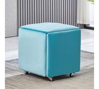 Tabouret ottoman en velours avec roulettes pivotantes 5 en 1 empilable pour salon ou salle à manger, repose-pieds mobile et chaise de coiffeuse 35,6 x 35,6 x 38,1 cm