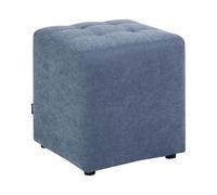 Tabouret Ottoman Forme Cubique Moderne en Tissu Bleu Kansas