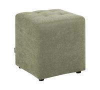 Tabouret Ottoman Forme Cubique Moderne en Tissu Vert Kansas