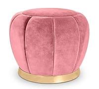 Tabouret ottoman moderne avec base en métal doré de 45 cm de haut, repose-pieds élégant et rembourré, design rond pour salon, chambre à coucher et utilisation multifonctionnelle