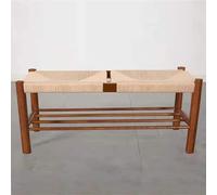 Tabouret ottoman moderne de ferme, banc à chaussures en corde de coton tissée à la main, chêne naturel, armoire d'intérieur/extérieur pour chambre à coucher, entrée, couloir - Noir, 110 x 35 x 45 cm