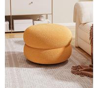 Tabouret ottoman moderne Sherpa - Pouf rond pour salon et chambre à coucher - Repose-pieds rembourré compact - Ottoman capitonné pour une décoration d'intérieur élégante