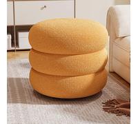 Tabouret ottoman moderne Sherpa - Repose-pieds rond rembourré pour salon et chambre à coucher - Ottoman rembourré compact - Meuble d'appoint élégant pour décoration d'intérieur