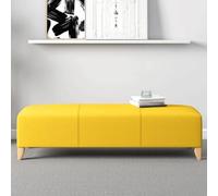 Tabouret ottoman moderne vert rembourré rectangulaire pour salon, chambre à coucher et entrée, repose-pieds robuste en coton et lin et siège à langer peu encombrant (100 x 40 x 40 cm)