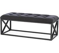 Tabouret ottoman multifonction multifonction en lin en lin couché rembourré le couchage banc de chaussures banc de rangement de chambre à coucher pour la chambre à coucher du salon - gris 80x35x45cm