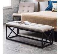 Tabouret ottoman multifonction multifonction en lin en lin couché rembourré le couchage banc de chaussures banc de rangement de chambre à coucher pour la chambre à coucher du salon - gris 80x35x45cm