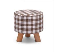 Tabouret ottoman petit canapé repose-pieds en bois massif repose-pieds bas changement de chaussures tabouret mignon simple repose-pieds pour dortoir tabouret de chaussure de pêche (à carreaux)
