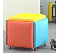 Tabouret ottoman pivotant 5 en 1 avec coussin haute élasticité et cadre en métal en cuir pour salon et chambre à coucher - Repose-pieds gigognes élégants 45 x 45 cm